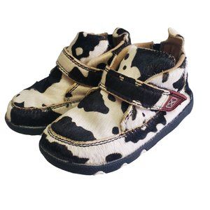 Twisted X Cow Hide Chukka Driving Moc Black White Leather Upper Infant Size 7M